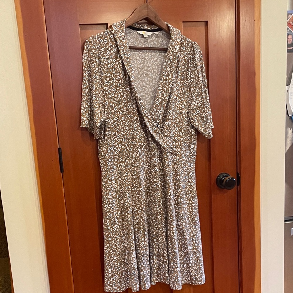 Boden Brown Floral Midi Dress